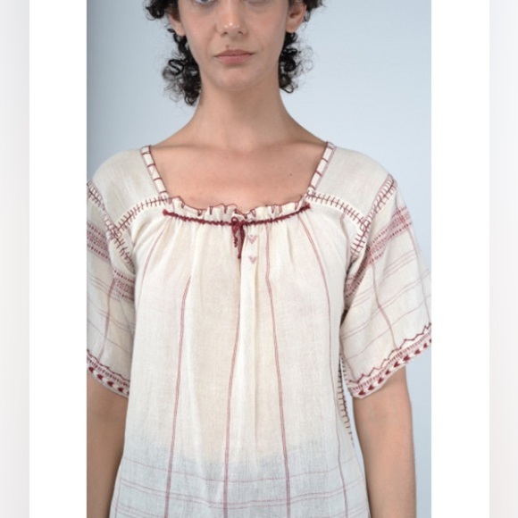 V.DE. VINSTER Kala Burgundy Handmade Peasant Blouse Lagenlook Handmade - Picture 4 of 16